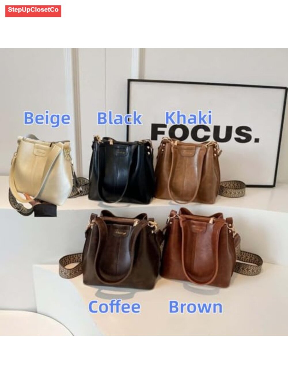 Large Capacity Vintage Bucket Crossbody Bag for Women Adjustable Strap Travel - Picture 3 of 6